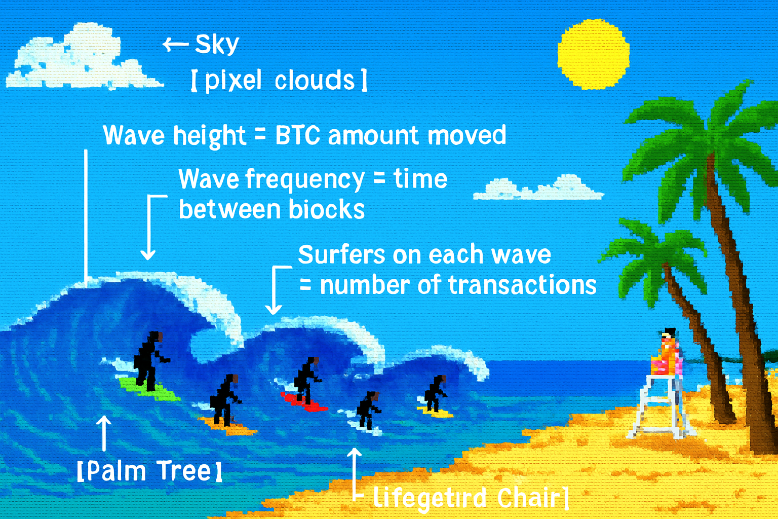 Bitcoin Surf Beach Concept